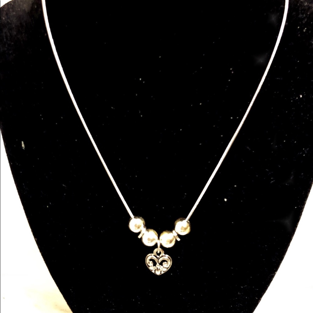 Silver heart necklace with beads 🦋💎